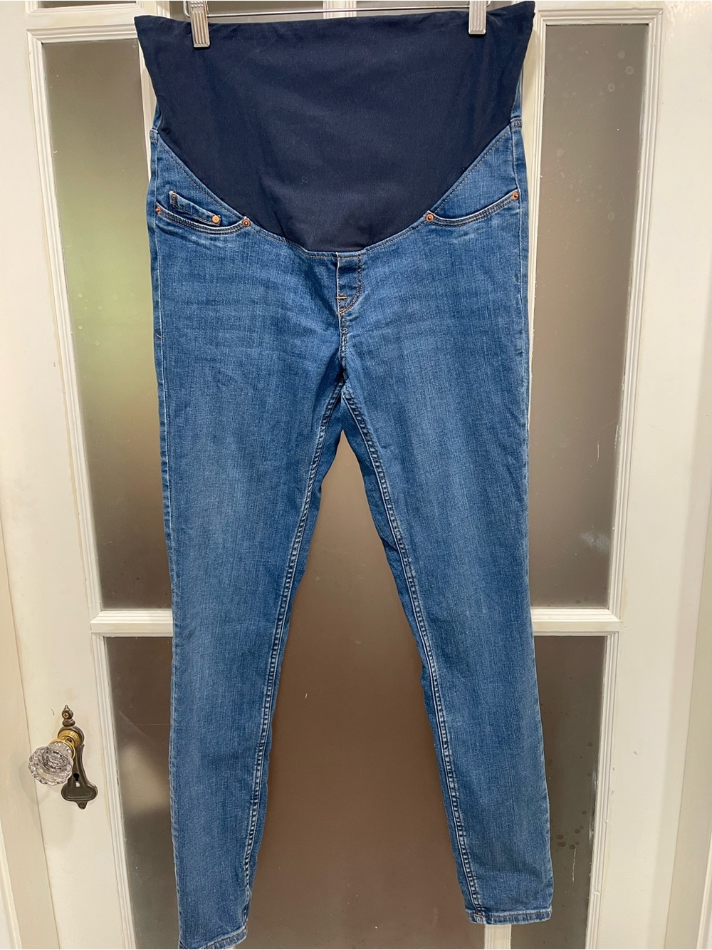Maternity Skinny Jeans with Support Panel in Blue